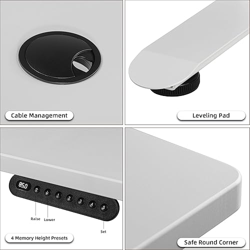 Miniatura 39 de Escritorio eléctrico de pie de 55 x 28 pulgadas, altura de doble motor ajustable, estilo moderno, negro mate, rectangular, 55 pulgadas de largo x 28
