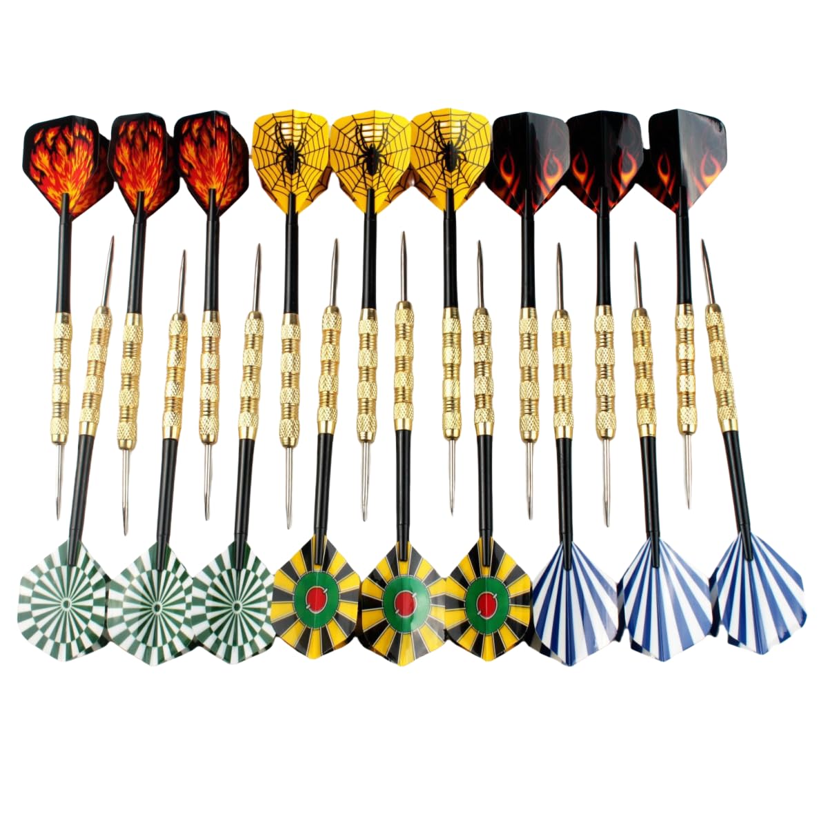 HRLORK 18 Packs Darts Set Professional Darts Set Steel Tip Darts Nylon Shafts Darts Stems and Flights, 18 Pcs