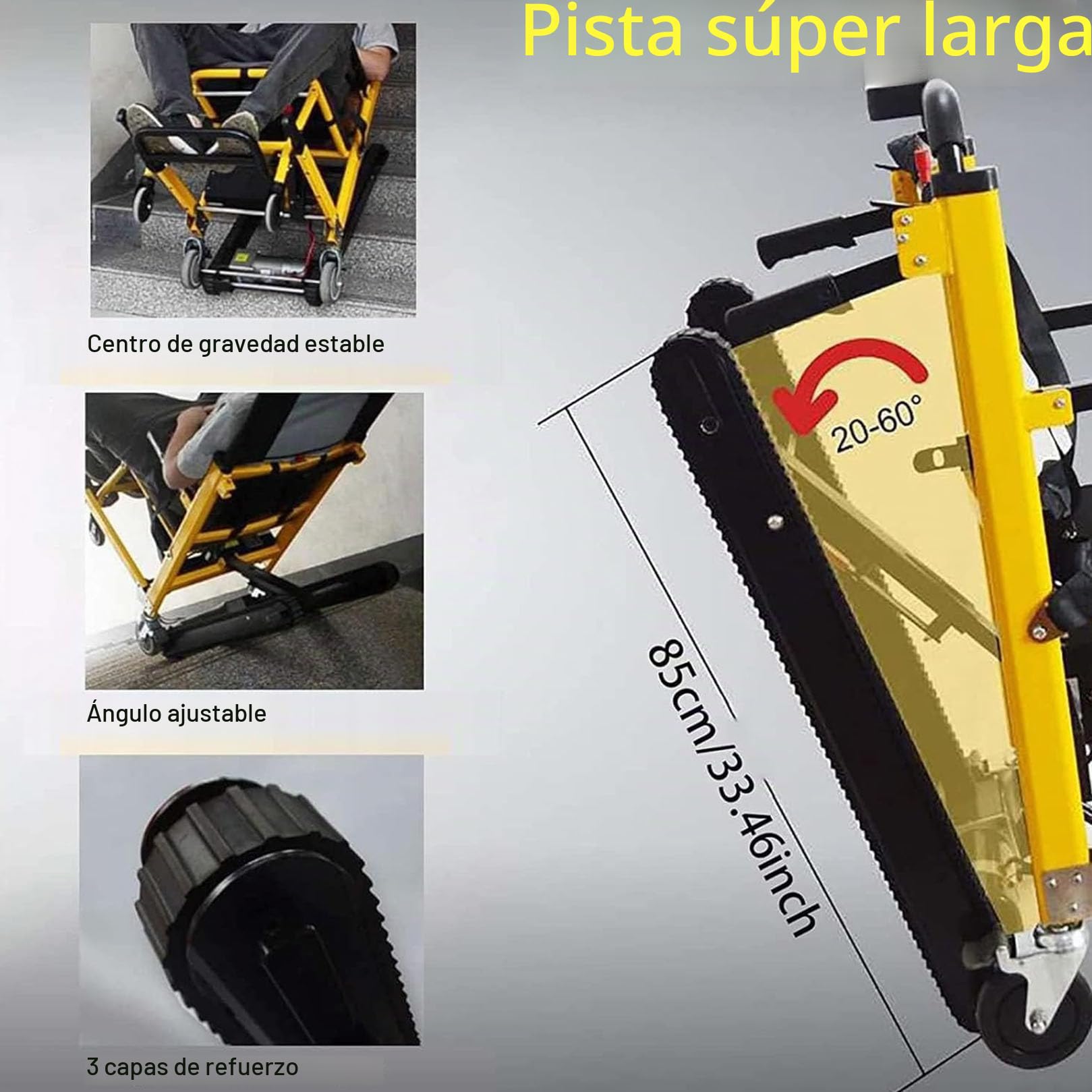 Sillas De Ruedas Eléctricas Para Subir Escaleras,Silla Para Subir Y Bajar Escaleras,Salvaescaleras Portátil,Escalador De Escaleras Eléctrico Sobre Orugas,Para Pacientes De Edad yellow