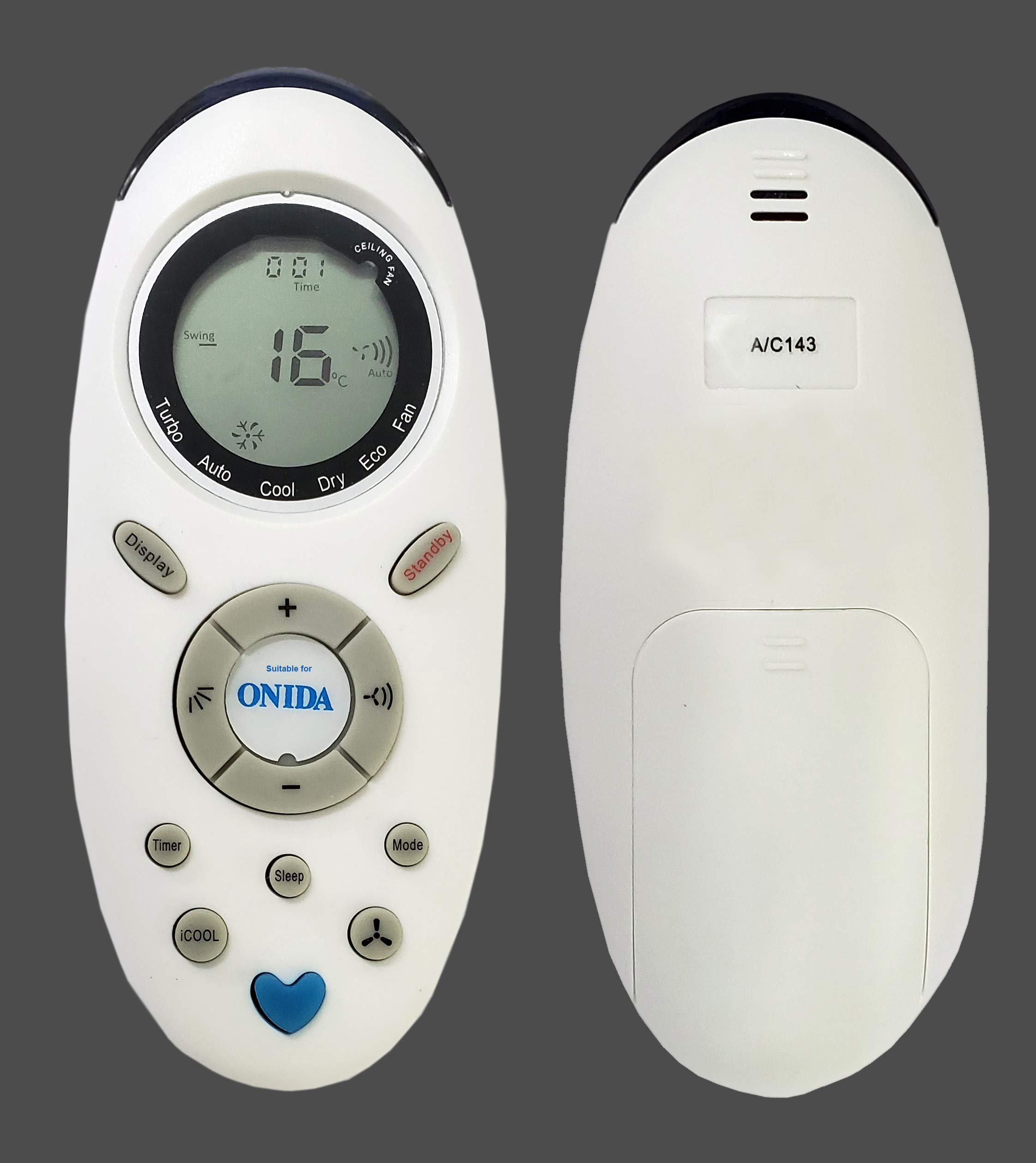 TECVITY® White Remote No. 143 for Onida Air Conditioner.