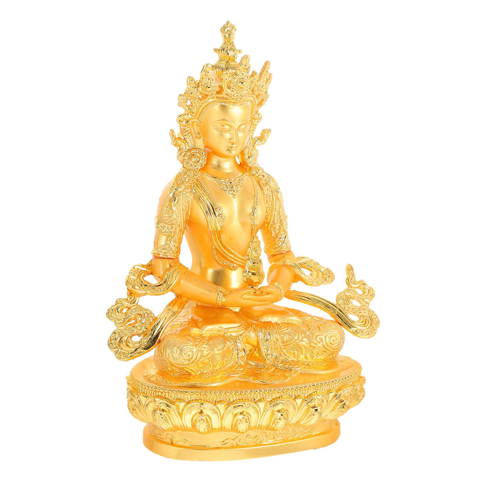 GALPADA Pequeña Estatua de Buda Calma, Metal Dorado Elegante