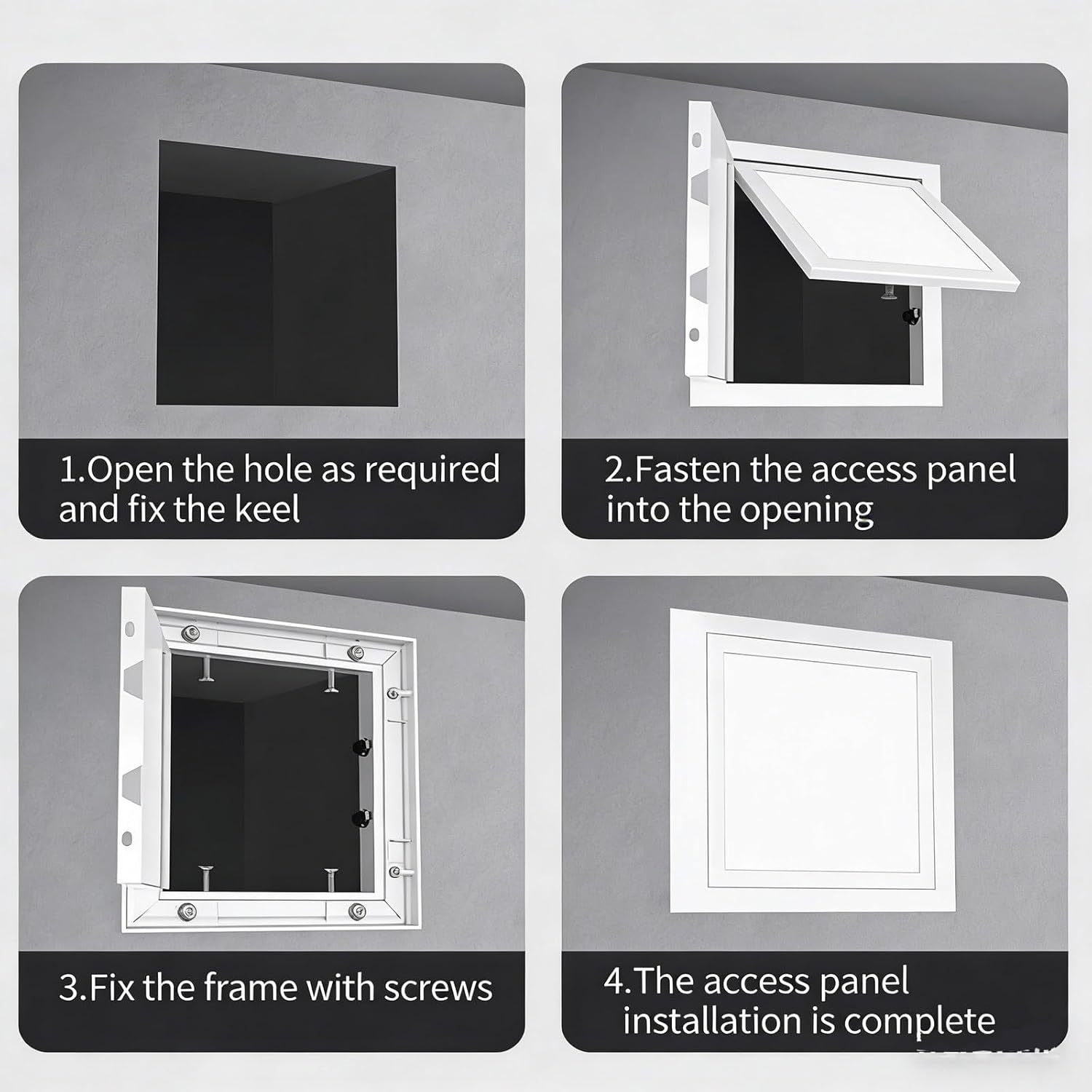 Aluminum Alloy Access Door for Drywall, Access Cover Panel, Laundry Chute/Outdoor Kitchen Plumbing Door 12X12 24x32 16x16 Flush Mounted Electrical Panel Cover Hatch(Black,12x12in)