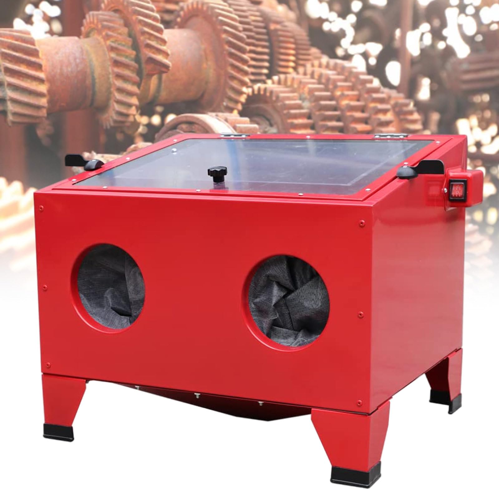 vnmudzeo Bench Top Sand Blasting Cabinet Small,for Wood Carvings,Gold,and Handicraft Engravings,24 Gal Mini Box Type Sandblasting Tool LED