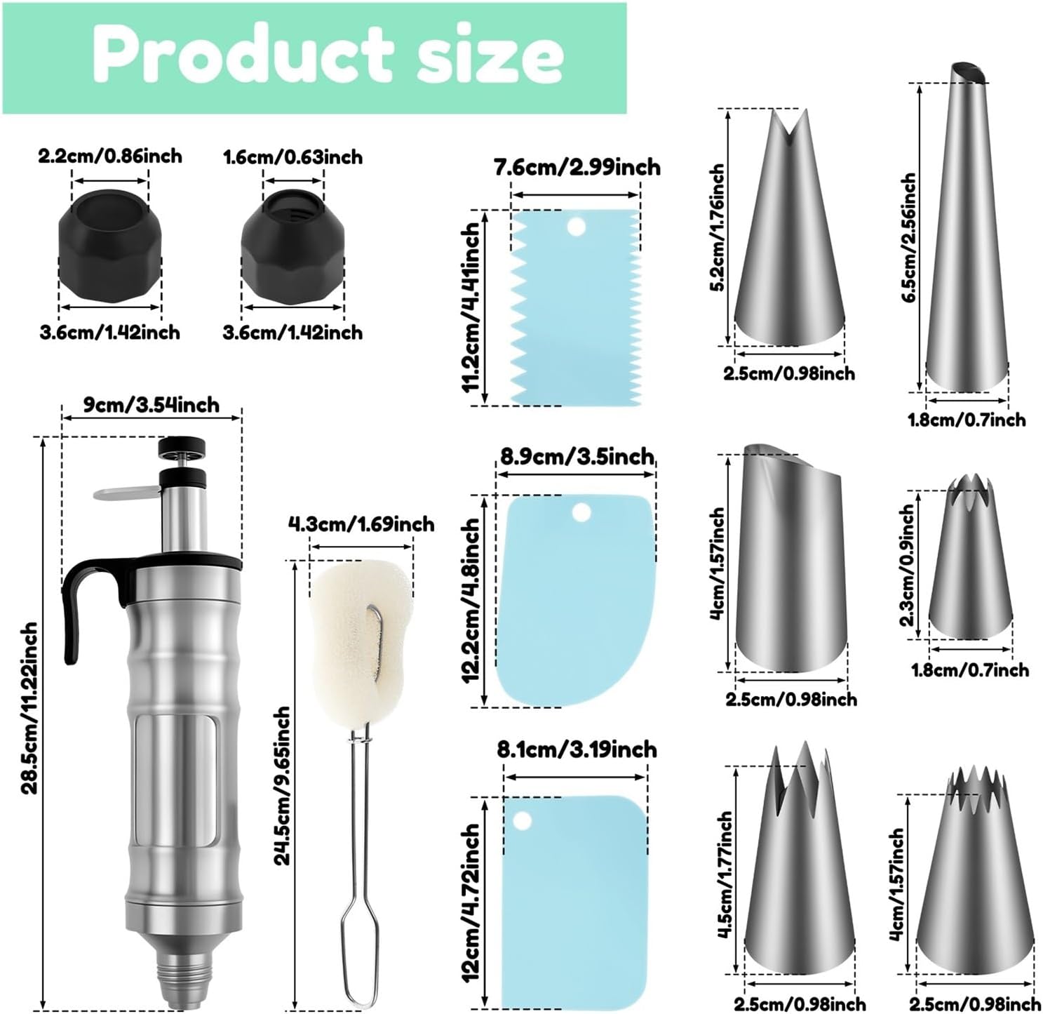 Genérico 7/13Pcs, Piping Dessert Decor Set With Nozzles Reusable Cream Cake, For CakeShop Kitchen Baking Supplies(Style2)