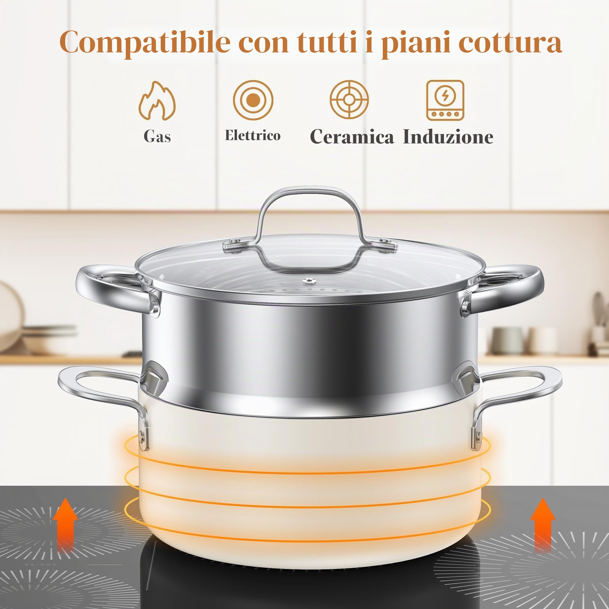PekGema Set di pentole e padelle in ceramica, 16 pezzi, non tossico, antiaderente, set di padelle da cucina sicure in forno, senza PFAS PTFE PFOA, compatibile con tutti i piani cottura, manico