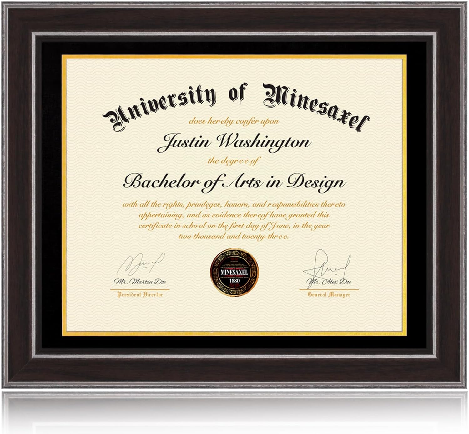 16x20 Diploma Frames 14x17 with Black Mat, Fits Degree Certificate Document, 20 x 16 Walnut Color Frame with Tempered Glass Panel for Wall Mounting Black Mat-1 16x20 or 14x17 with mat