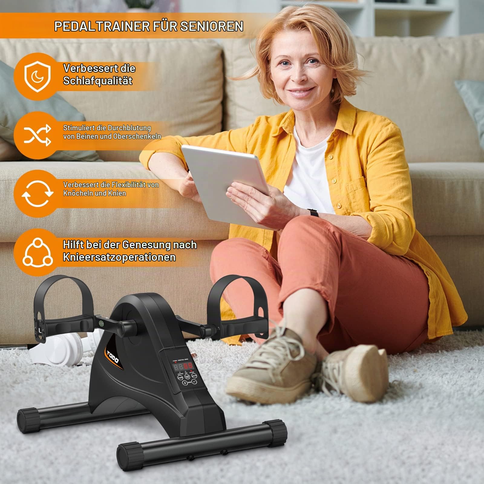 TODO Mini Heimtrainer Elektrischer, Fitness Bike Arm- und Beintrainer im Sitzen für Senioren Sportgeräte Zuhause mit Fernbedienung und Großes Display