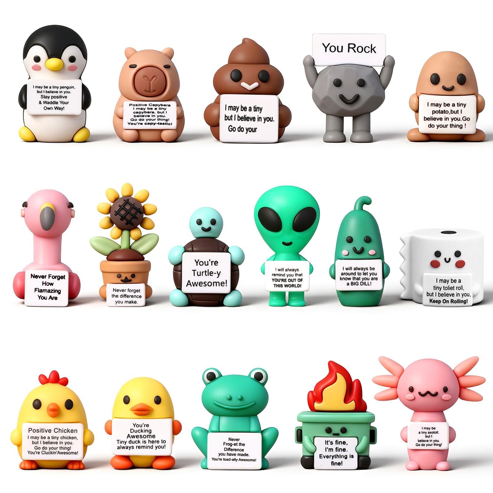 Gejoy 64 Pcs Mini Rubber You Rock Toys Mini Positive Figures Gifts, Novel