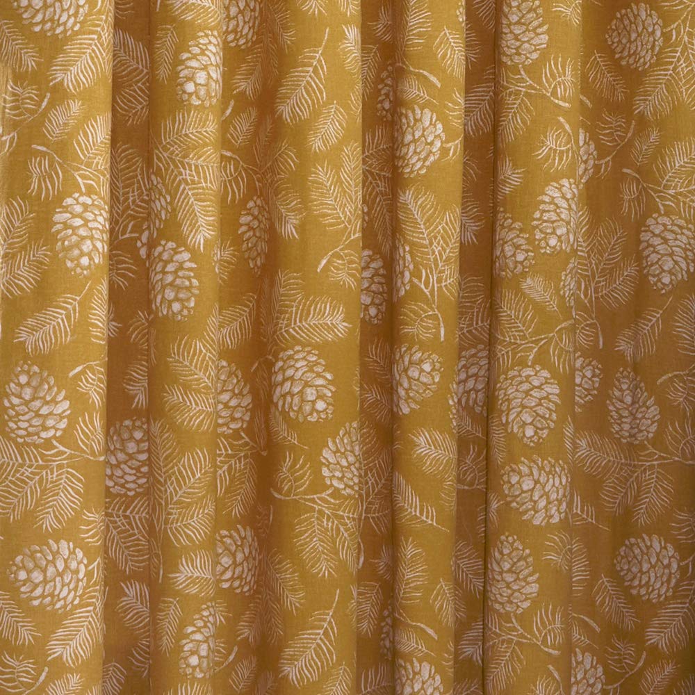 Furn Irwin Ringtop Eyelet Curtains (Pair) -Ready Made-Polycotton-Mustard-168cm x 137cm (66" x 54" inches), Cotton, Mustard - Image 3
