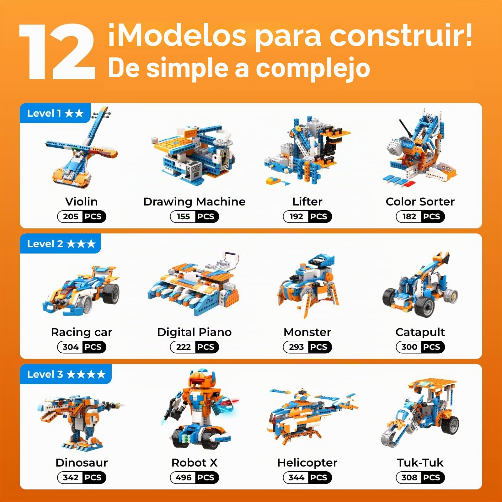 Apitor Kit de construcción de robot, 12 en 1 programable APP RC robot / kit de codificación de robots de coche, proyectos STEM regalos de cumpleaños educativos para niños niñas niños de 8 a 12 años