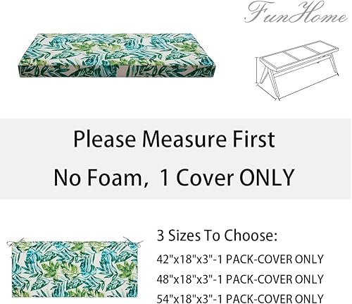 Miniatura 182 de FUNHOME Funda de cojín de banco para exteriores de 42 x 18 x 3 pulgadas, funda impermeable con cremallera y lazos, funda resistente a la Medalla