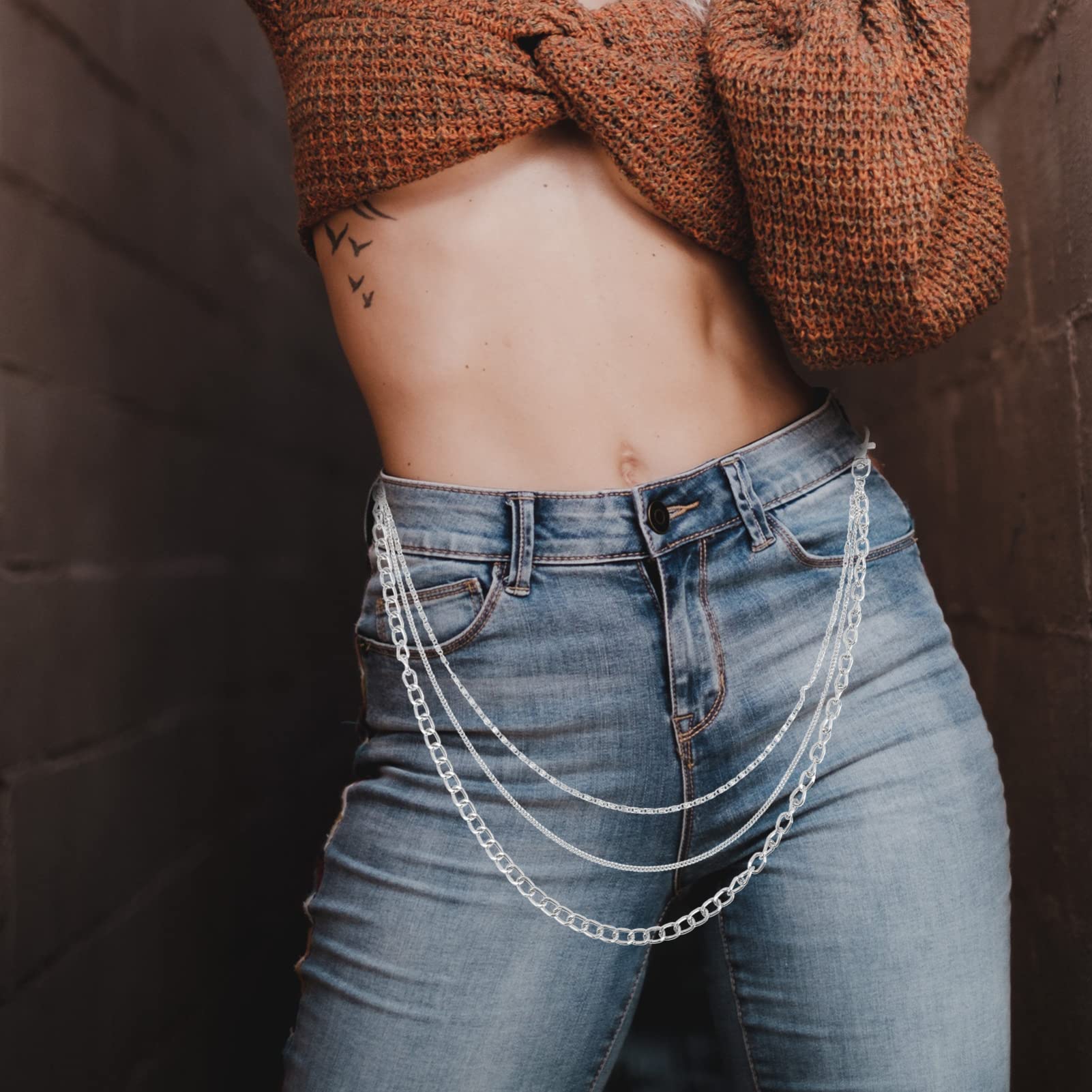 Didiseaon 2pcs Metal Chains for Pants Decorative Jean Chains Unisex Punk Style for Men and Women for Personalization and DIY Projects