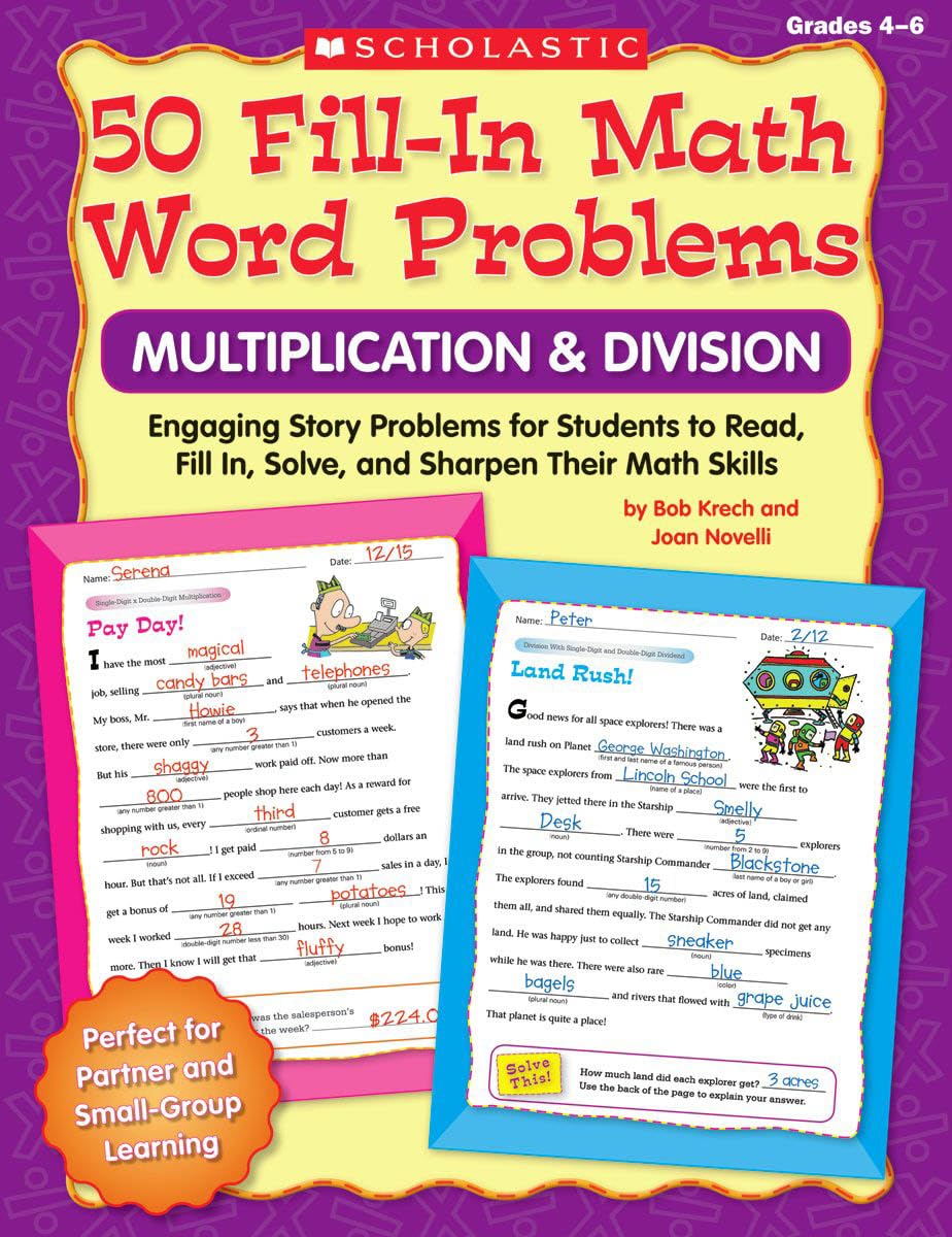 50 Fill-in Math Word Problems: Multiplication & Division: Engaging ...