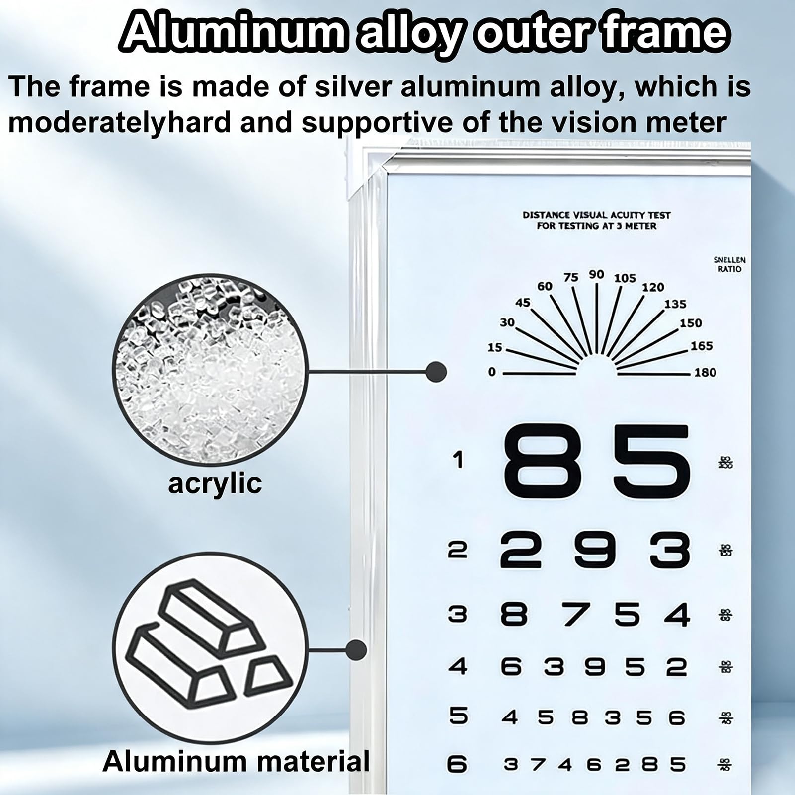 Tabella per La Misurazione Dellacuità Visiva A LED da 30 * 60 Cm, con Telecomando, Stampa UV Ad Alta Definizione, Misurazione della Distanza 2,5/5 M, per Scuole E Ospedali. B