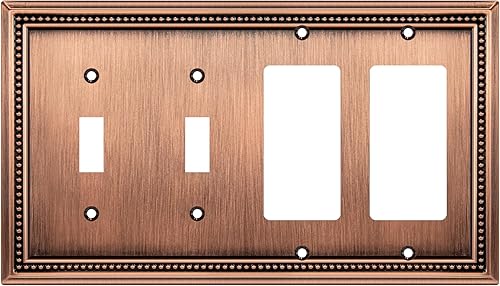 Miniatura 137 de Henne Bery Sunken Pearls - Placa de pared decorativa resistente para interruptor, cubierta para tomacorrientes (doble dúplex, níquel satinado)