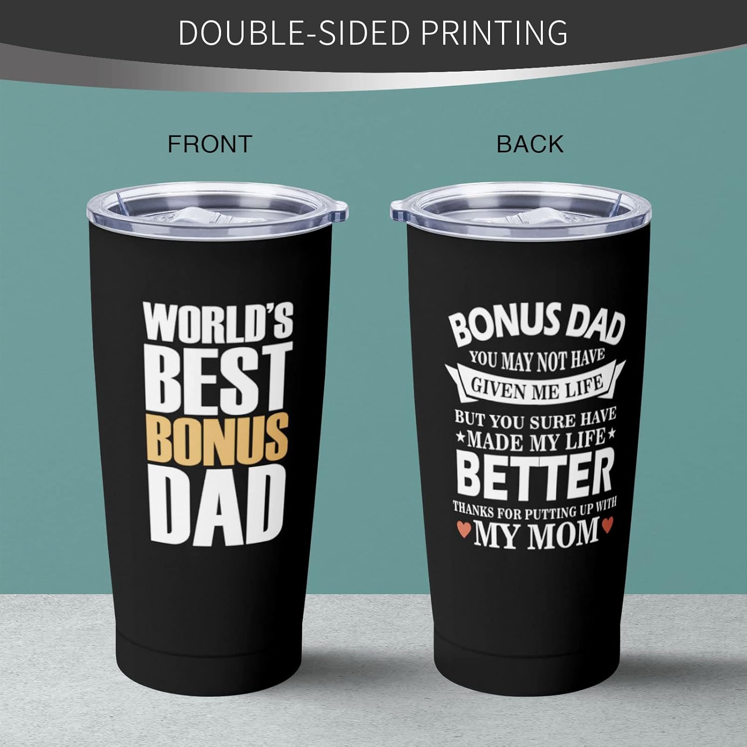Bonus Dad Gifts, Step Dad Christmas Birthday Gifts, Stepdad Gift from Daughter, Best Bonus Dads Ever 20oz Tumbler, Stepped Up Dads Gift from Son - Image 4