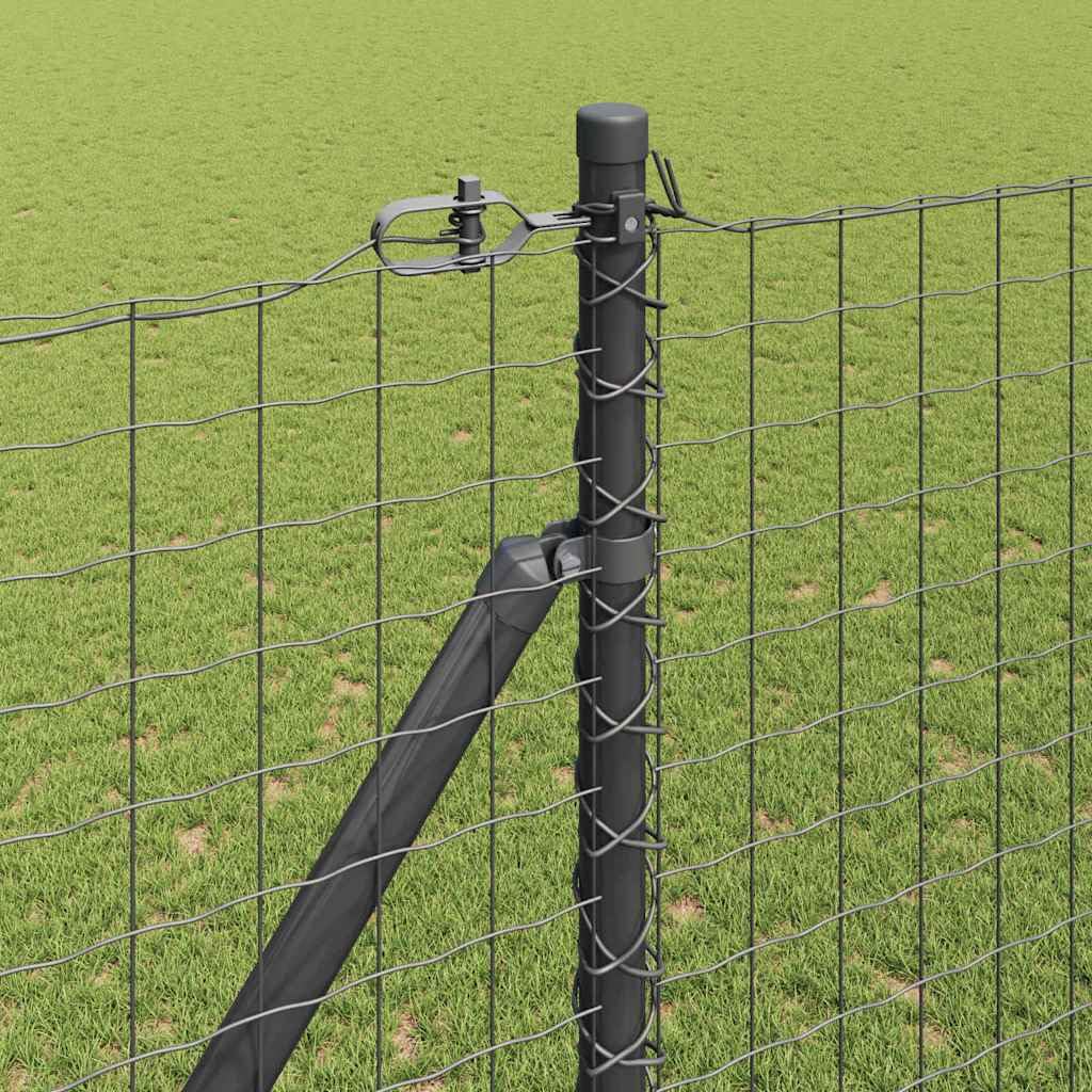 Postes de valla con manguito de impacto 7 piezas gris de acero pulverizado de 170 cm para valla exterior cerrojo puntal montaje estable construcción de valla para jardín terraza