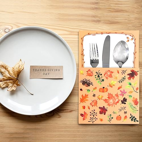 Miniatura 5 de ceiba tree Juego de 24 soportes para cubiertos de Acción de Gracias, juego de cubiertos de Acción de Gracias, suministros para mesa de fiesta