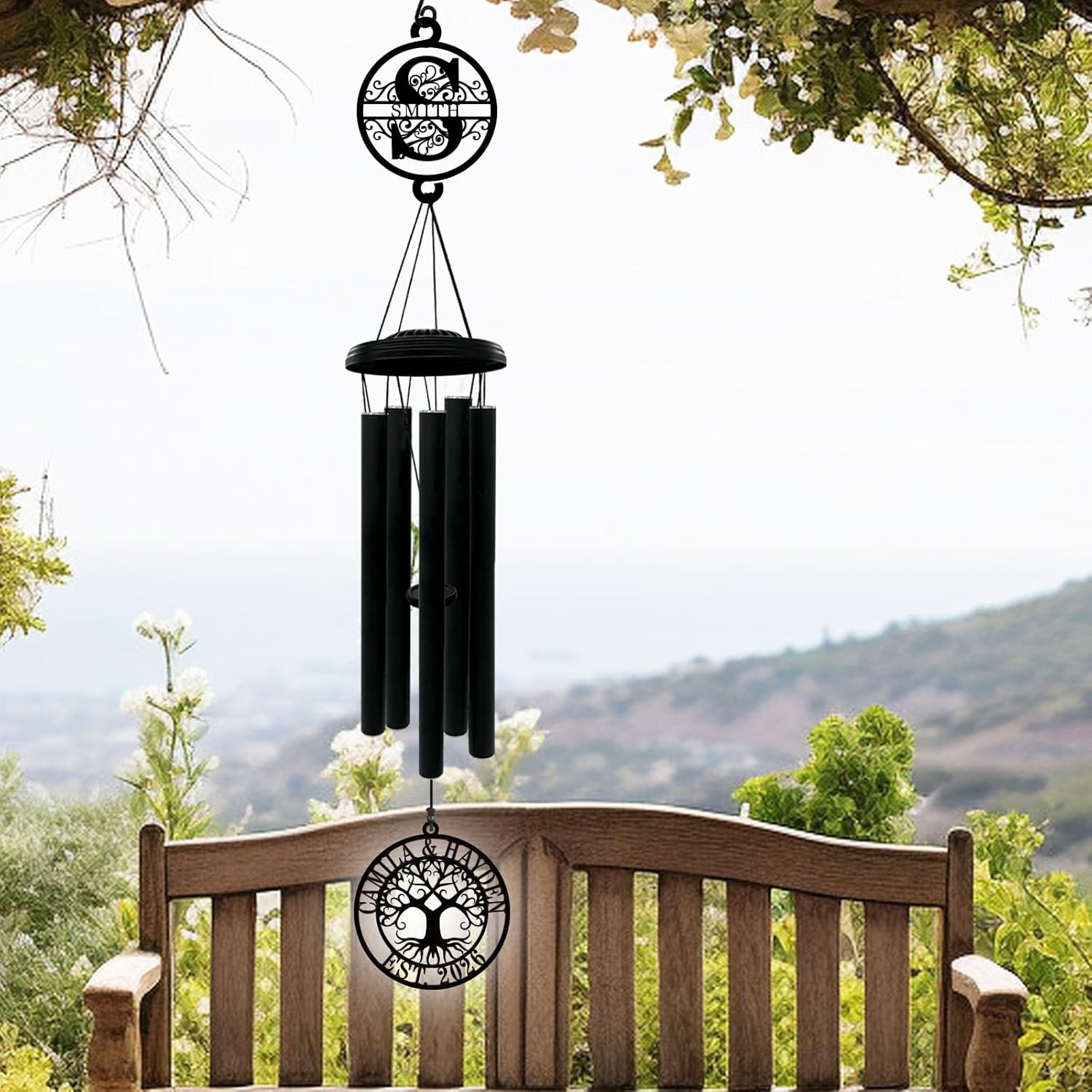 Personalized Wedding Wind Chimes, Custom Anniversary Wedding Gift for Couples, Newlyweds, Bride and Groom, Friends, and Parents