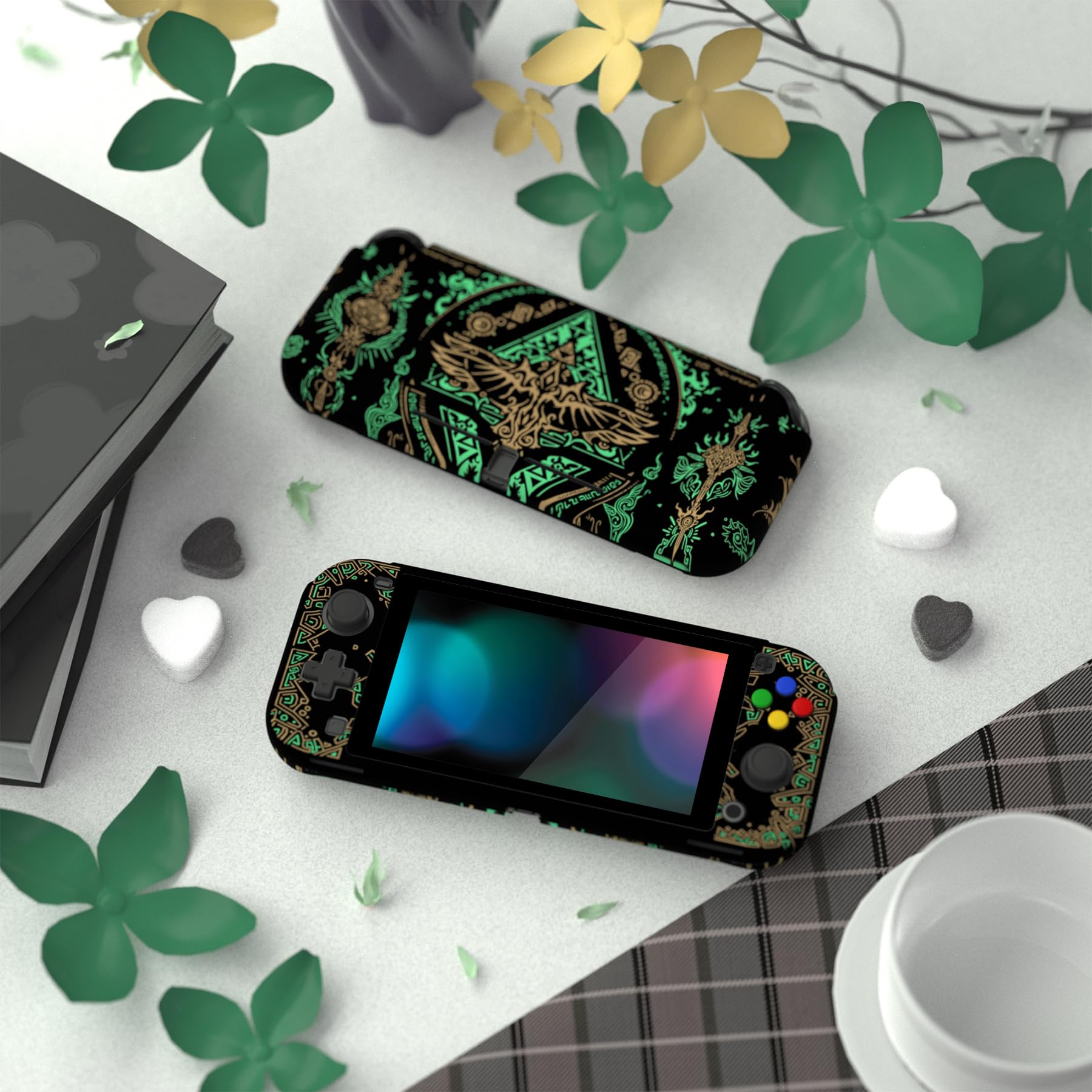 PlayVital Cover per Nintendo Switch Lite,Custodia Grip Ergonomica Copertura Protettiva Rigida Pellicola Copri Analogici per Nintendo Switch Lite Console-ZealProtect-Totem del Regno