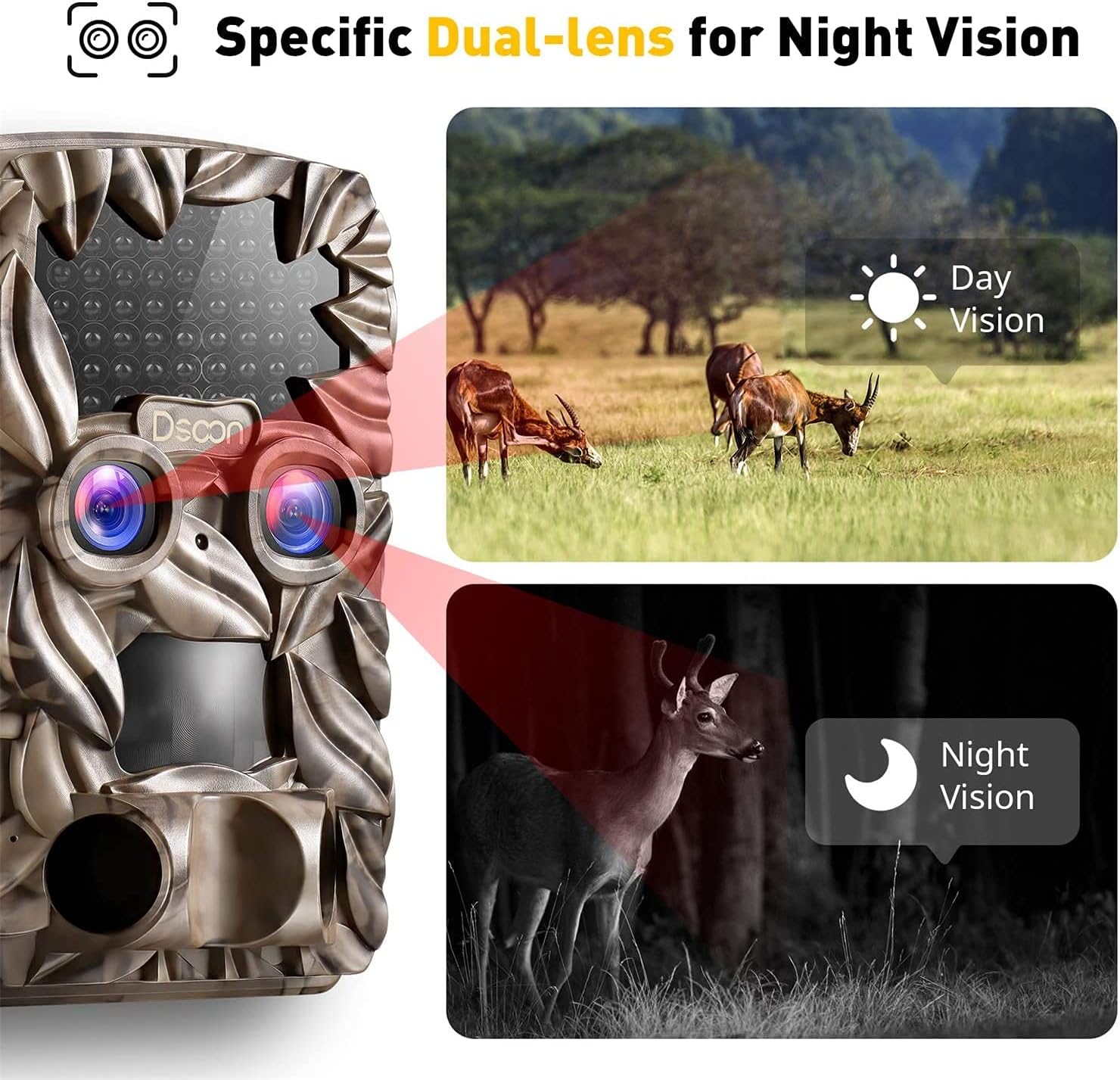 Bеѕt Dеаl 🛒 Dsoon Trail Camera 4K 20MP Dual Lens Game Camera Night Vision Hunting Cam IP66 Waterproof 0.2s Trigger Speed for Outdoor Wildlife Monitoring Deer Scouting