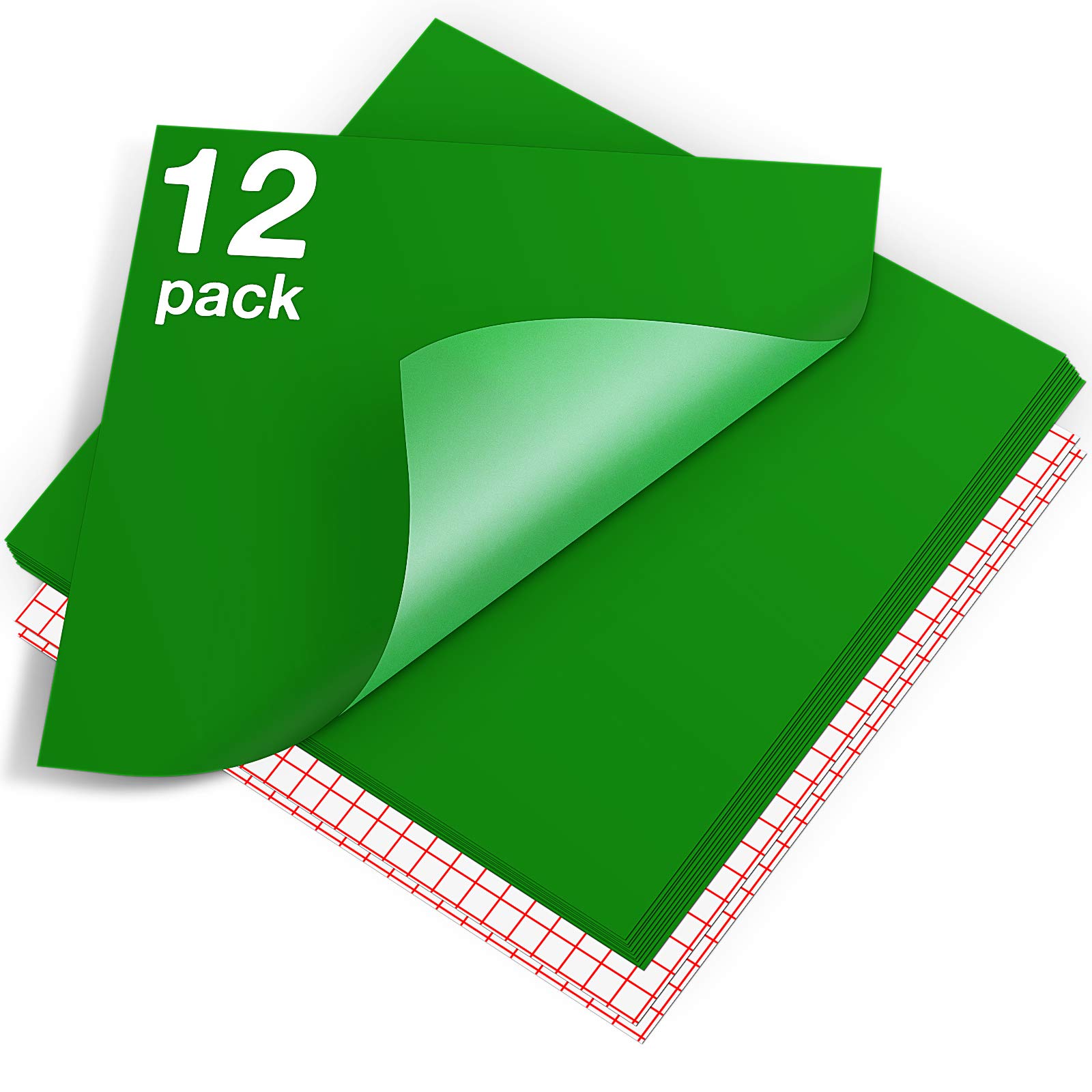 HTVRONT Green Permanent Vinyl - 12 Pack Vinyl for Cutting Machine - 10 Sheets 12" x 12"& 2 Transfer Tape Sheets for Party Decoration, Sticker, Craft Cutter, Car Decal (Glossy)