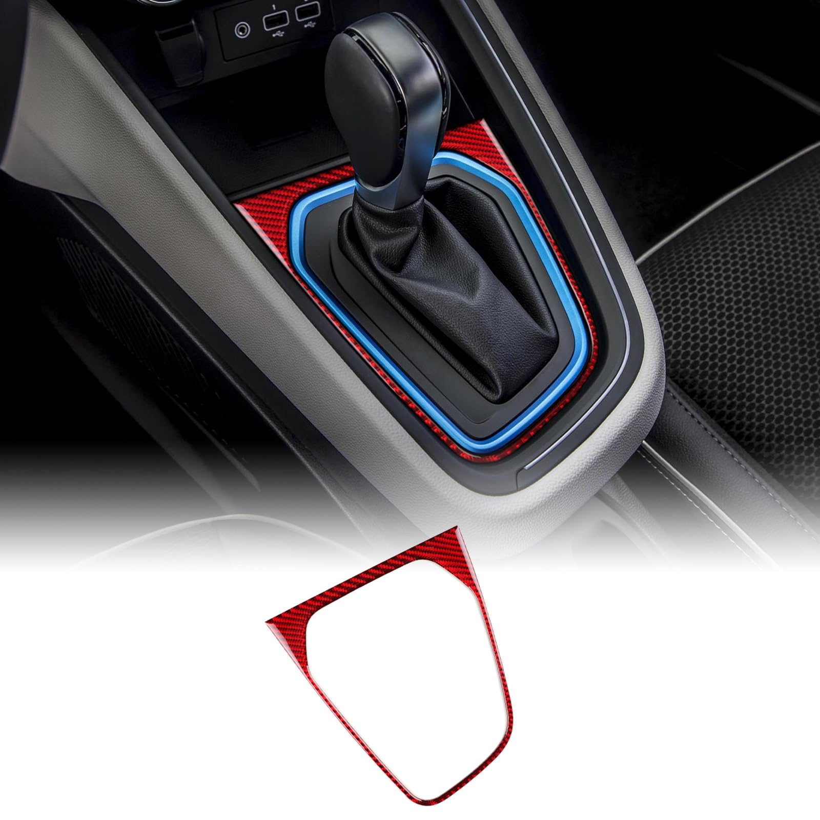 KUNGKIC Pour Renault Clio 5 MK5 2025 2024 2023 2022 2021 2020 Accessoires de panneau de commutation de voiture en fibre de carbone Cadre de transmission Panneau de changement de vitesse Intérieur