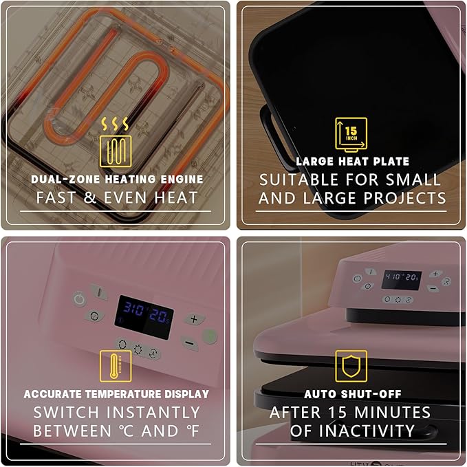 Termofijadora Automática HTVRONT para Camisetas y Tazas, Color Rosa miniatura 4