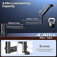 Vista 6 de Microphone Arm,Aokeo AK-58i Desk Low Profile Mic Boom Arm Stand,Suitable For Blue Yeti,Snowball iCE,HyperX QuadCast,SoloCast,Elgato Wave,Etc