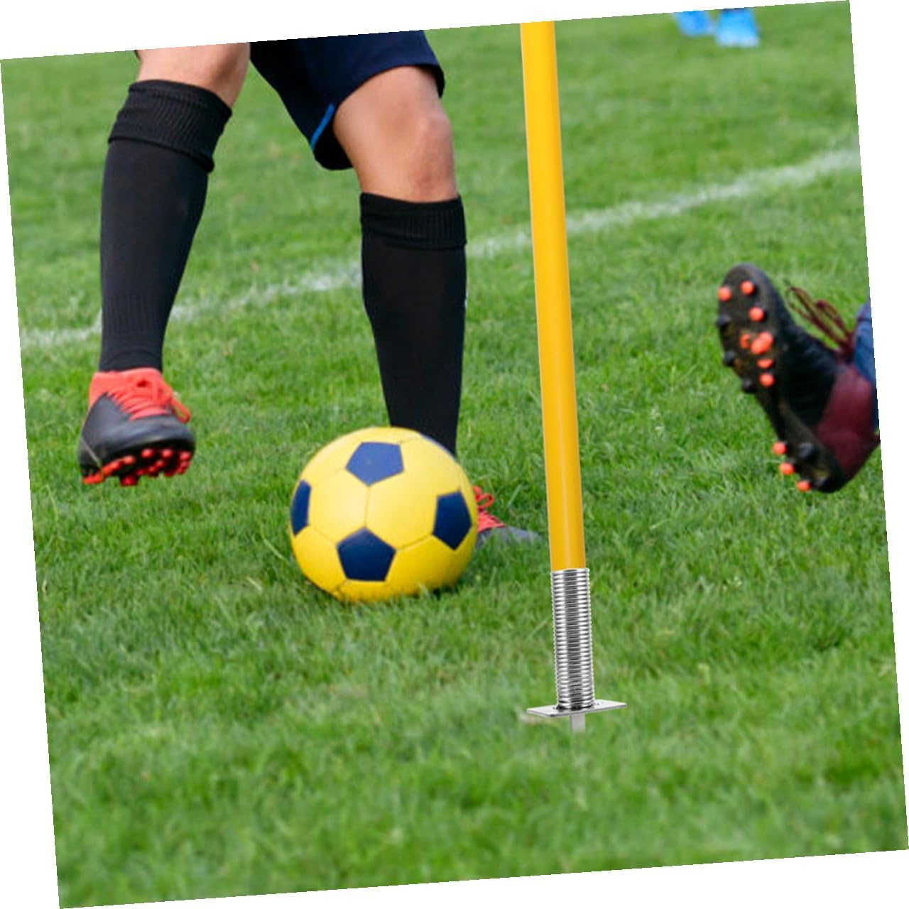 Outanaya 4pcs Soccer Training Ground Nail Spring-Loaded Flagpole Base Soccer Sideline Flag Holder Spike for Field Marking Equipment