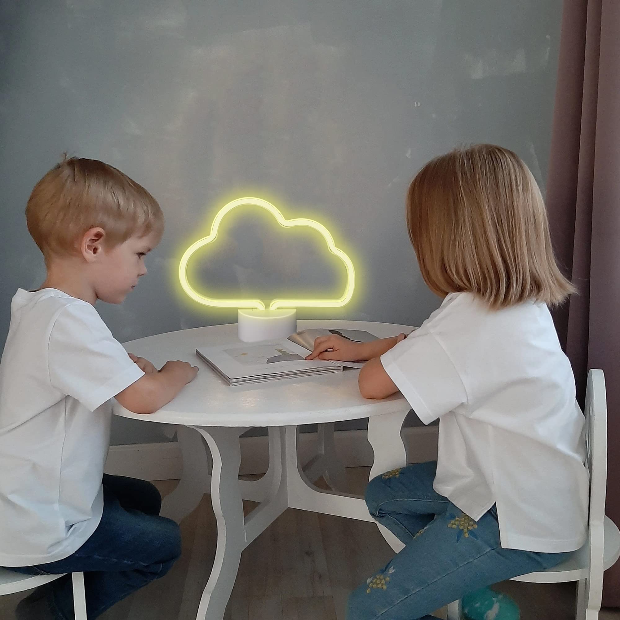 BringLuck2U luci al neon, Nuvola Insegna al neon Decorazione da parete a LED USB/Luce notturna a batteria per Natale Regalo di compleanno Festa per bambini Soggiorno Decorazioni per matrimoni