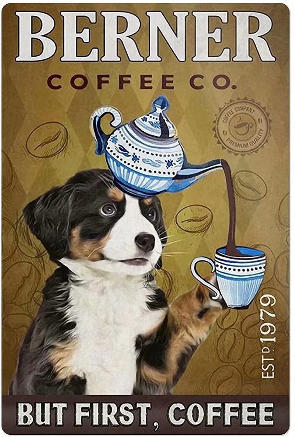 Berner Coffee Metal Signs, Fun Poster For Bar Kitchen Cafe Farmhouse Wall Decor 8x12inch