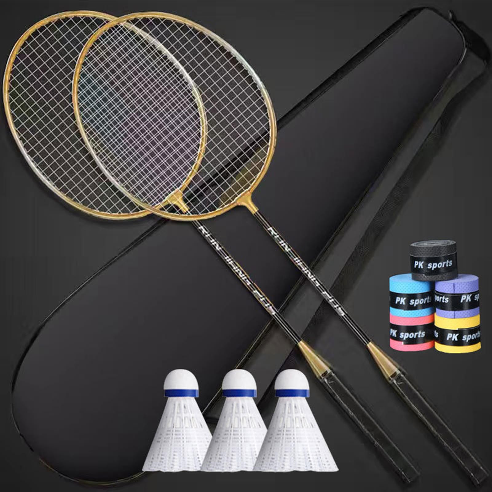 Set di racchette da badminton per adulti, attrezzatura leggera da badminton per professionisti, assorbe il sudore