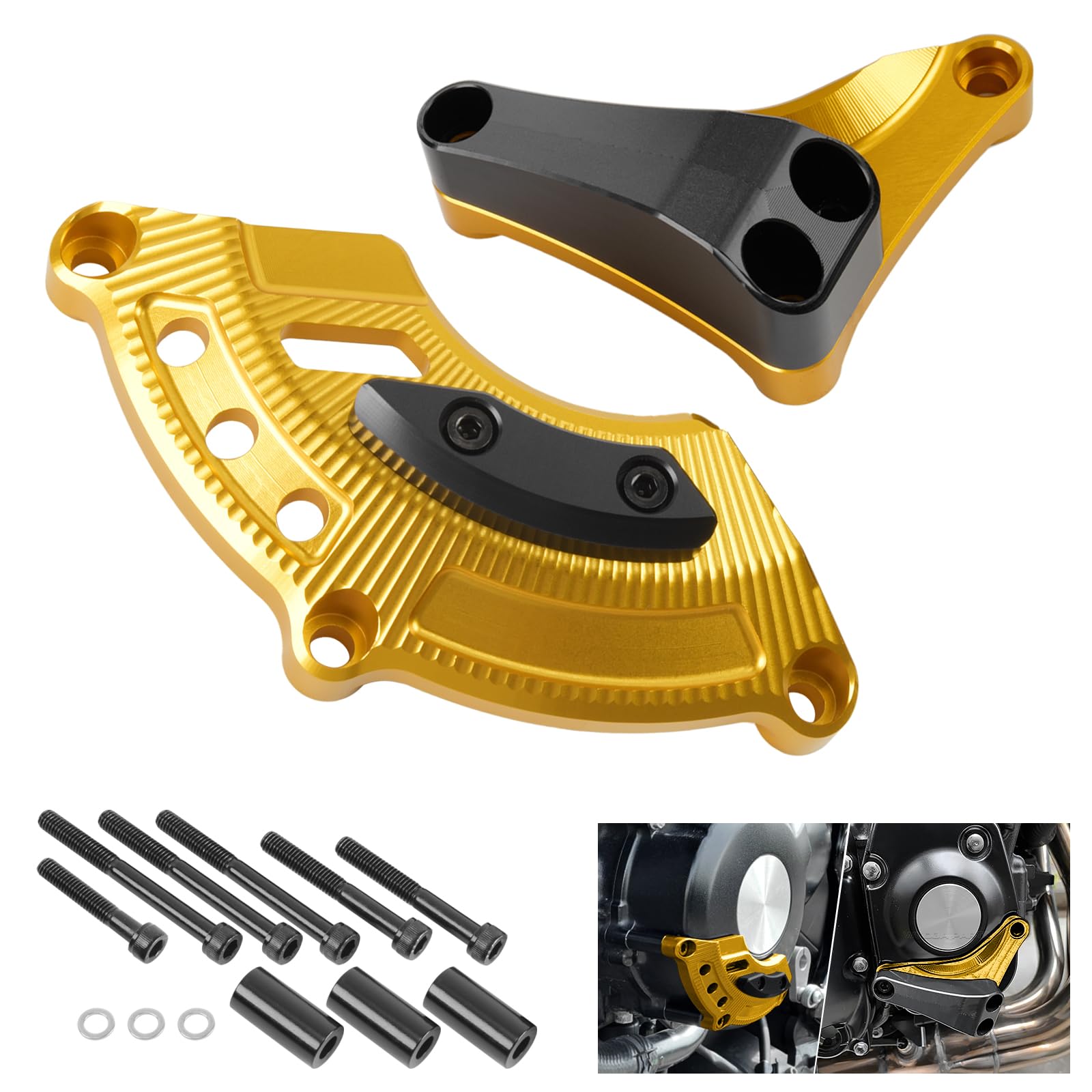 Osłona silnika motocykla z zestawem pokryw skrzyni korbowej CNC, aluminiowa, zestaw wymiennych osłon do Ka&wa&sa&ki Z900RS Z 900 RS Z900 2018-2024 (złoty)