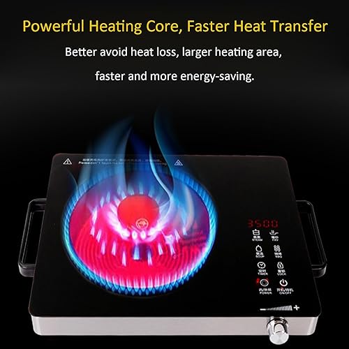 Miniatura 4 de Estufa eléctrica de cerámica de 220 V, 3500 W, placa eléctrica de un solo quemador para cocinar, control táctil portátil, encimera eléctrica de