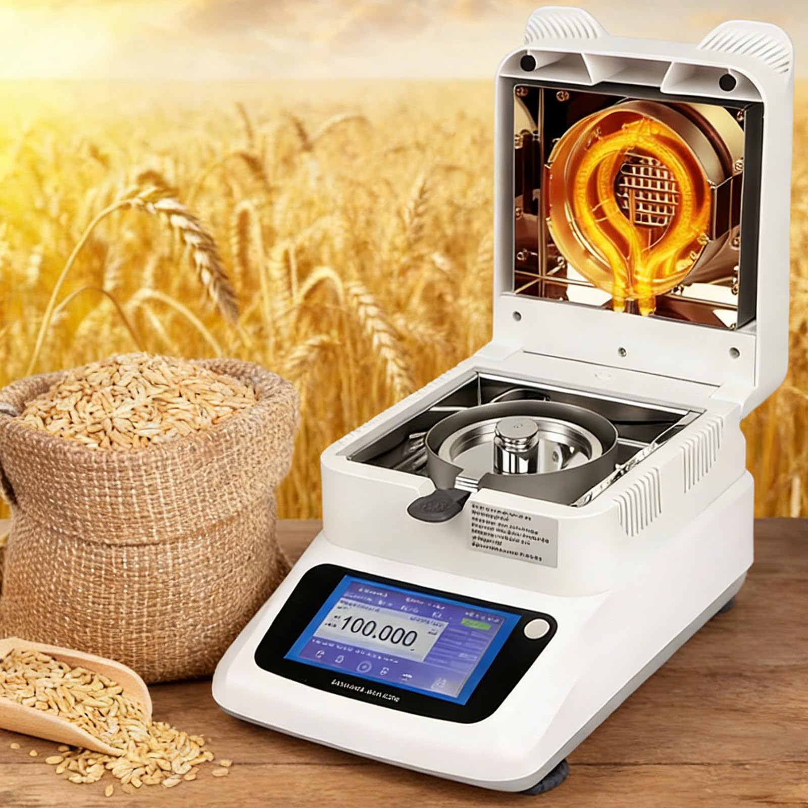 vnmudzeo Programmable Industry Moisture Analyzer,120g Capacity,0001g - 0005g Readability,40-230°C Control,for Timber Sand Gypsum Concrete 0.002g
