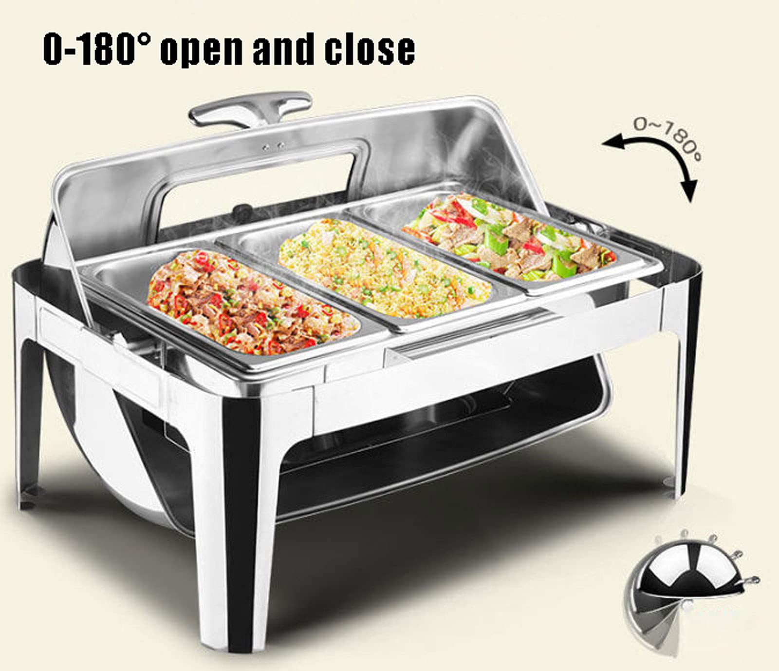 Calentador de Comida para Buffet, Calientaplatos Eléctrico para Buffet, 9L Calentadoras Calentador Buffet con Tapa Visual, Servidor de Buffet con Punzonado o Palet Ordinario para Calentar Alimentos