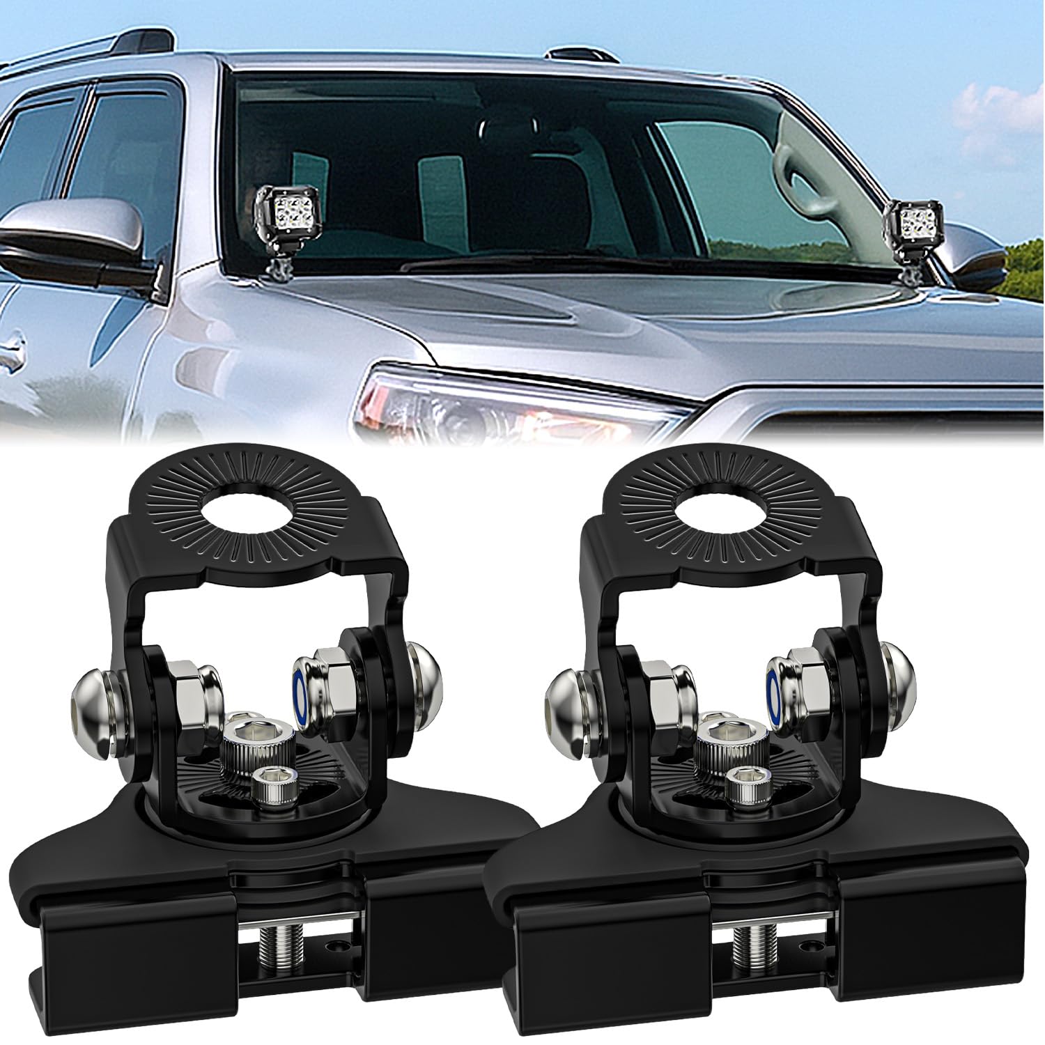 Nilight LED Light Bar Mounting Brackets Hood Work Lamp Mount Clamp Holder