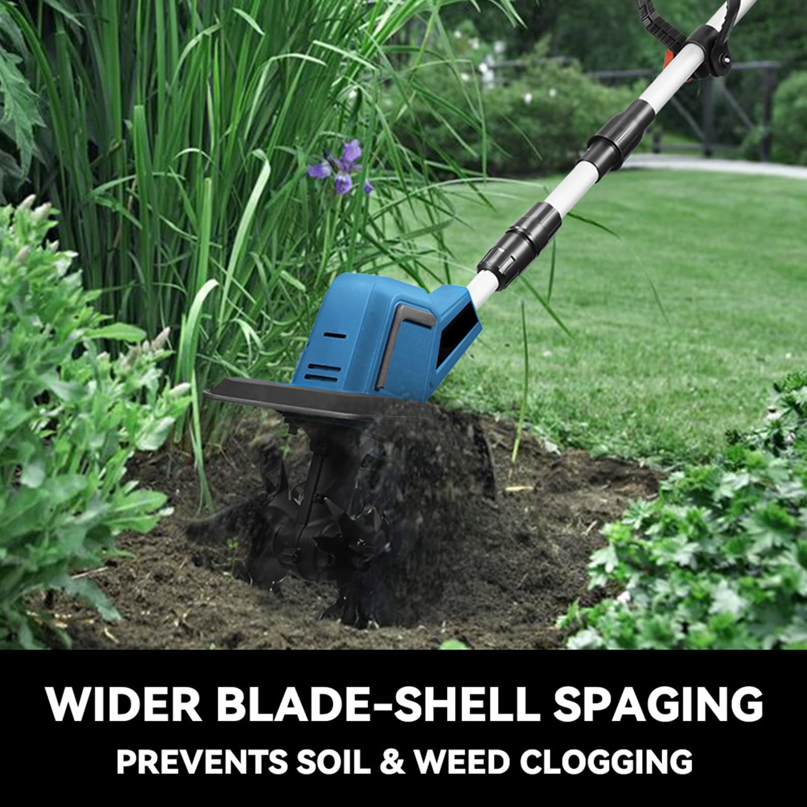 Motozappa Elettrica Da Giardino, Fresa Per Terreno A Batteria Da 1800 W Con 2 Batterie Al Litio E 4 Lame In Acciaio Al Manganese, Coltivatore Per Diserbo, Allentamento Del Terreno, Coltivazione