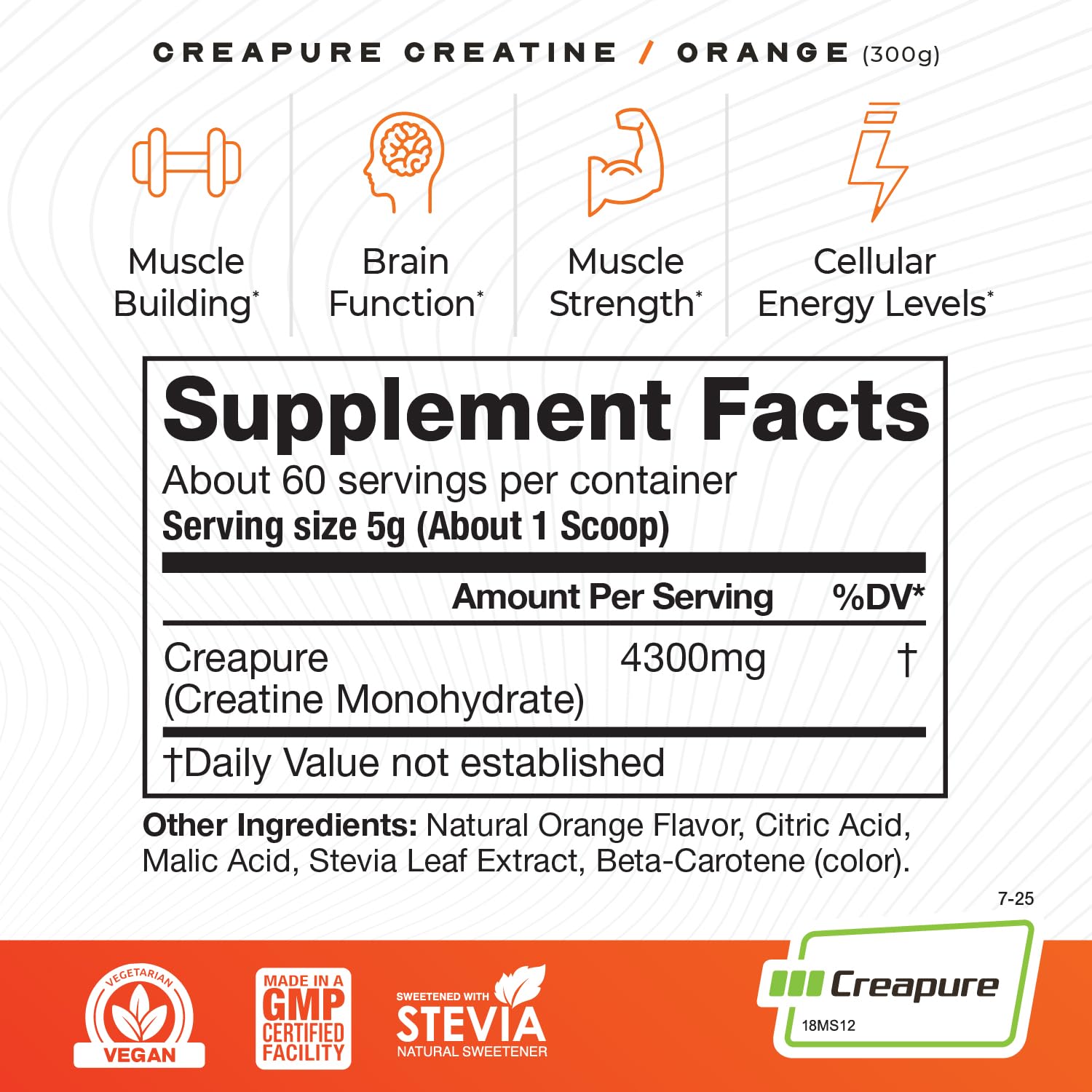Muscle Feast Creapure Creatine Monohydrate Powder, Orange (300g) — Amazon image 3