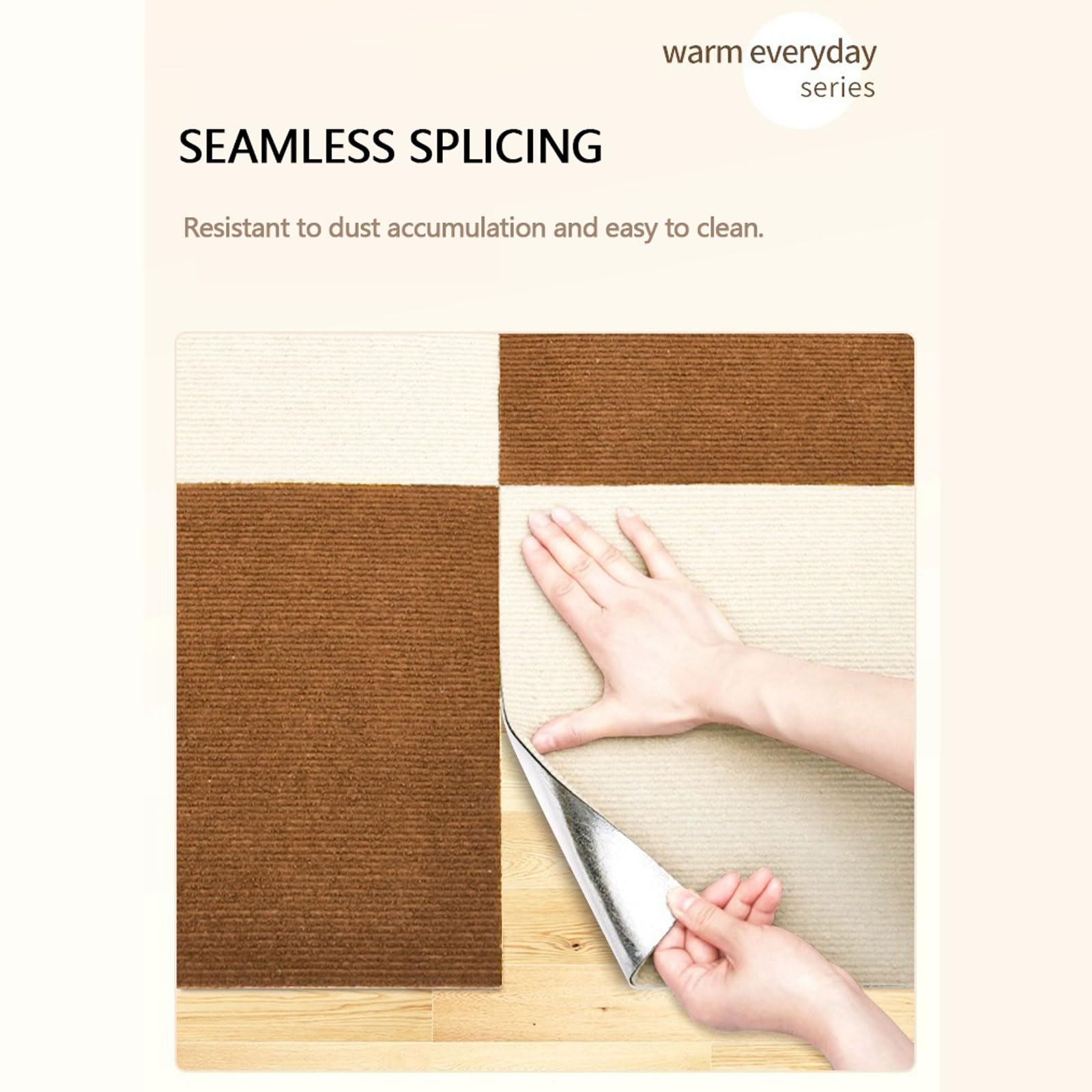 Dalles de moquette autocollantes Dalles de moquette en feutre Avec couverture arrière Antidérapants Antistatique revetement de sol pour chambre,salon & plus (6 dalles de 30*30cm 0.54m²)