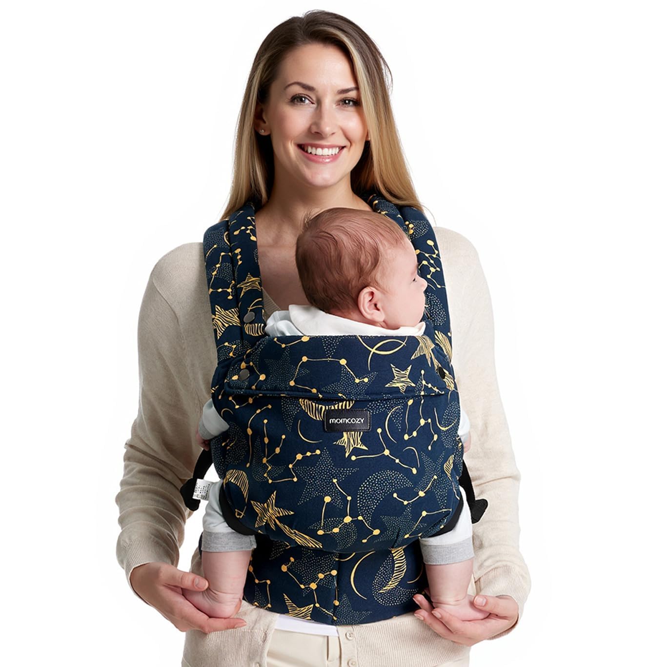 Momcozy Baby Carrier - Ergonomic, Cozy and Lightweight Carrier for 7-45lbs, Effortless to Put On, Ideal for Hands-Free Parenting, Enhanced Lumbar Support, Starry Night-image-42