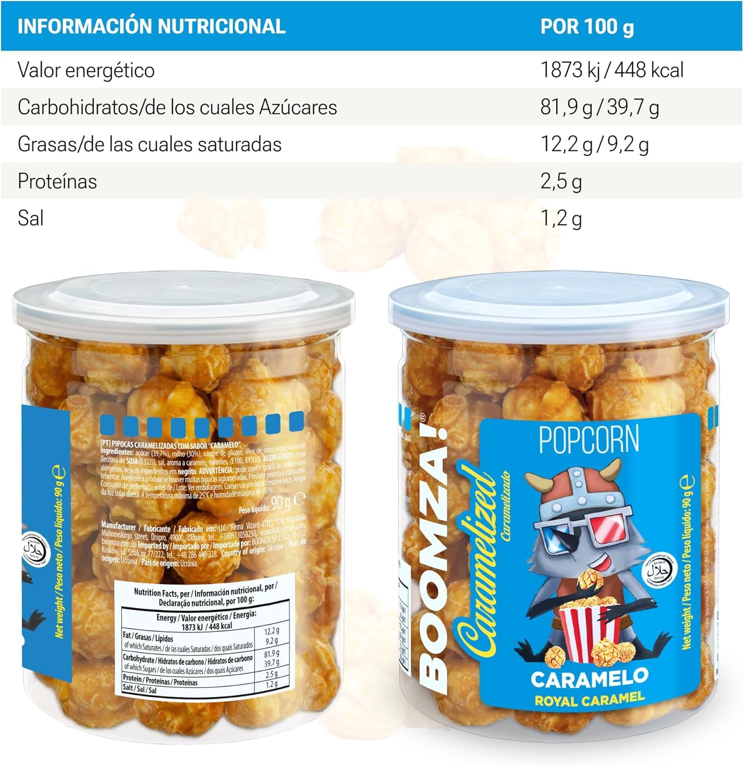 BOOMZA – Pack 12x90 g Palomitas caramelizadas Caramelo Real – snack crujiente y dulce, sin GMO, perfecto para fiestas y compartir