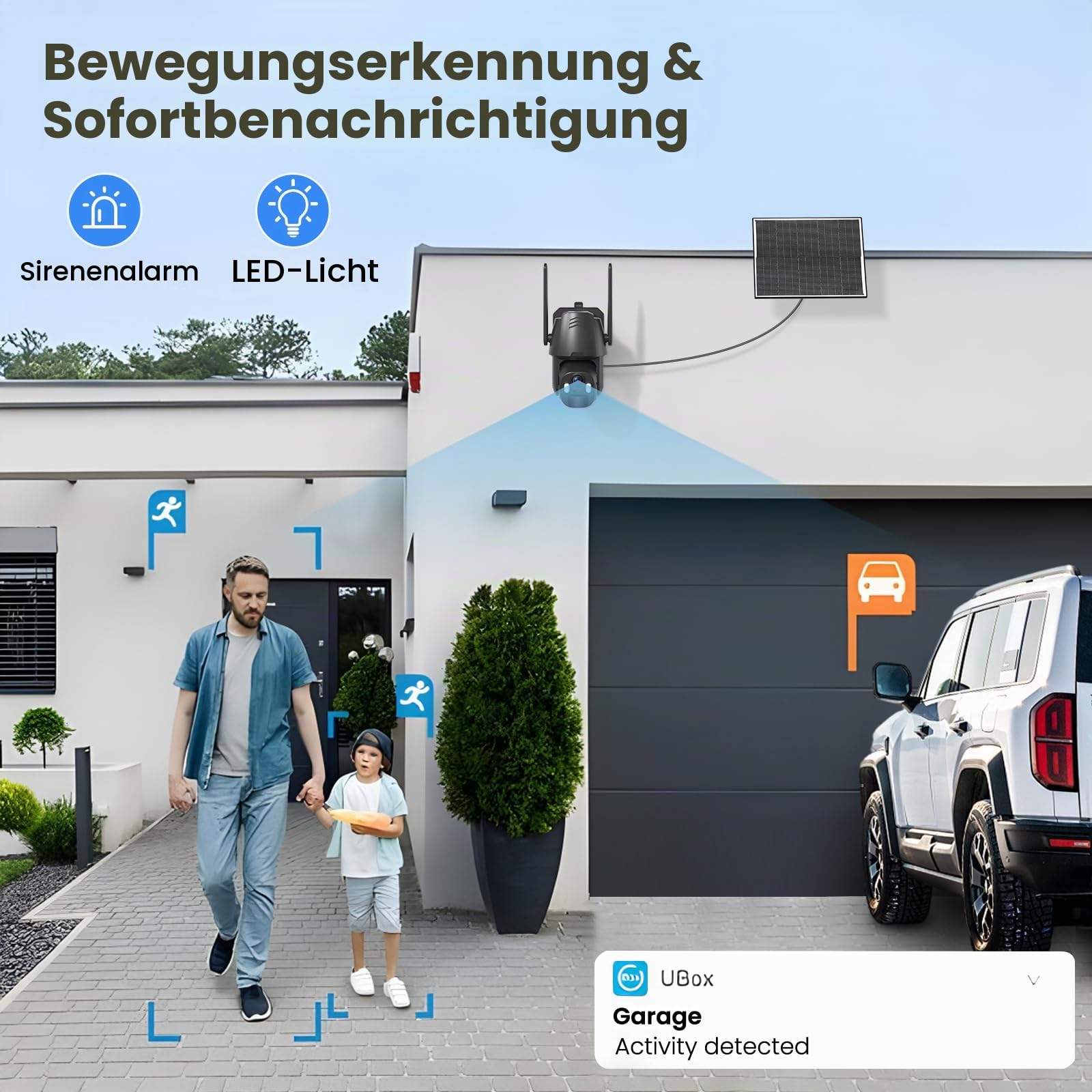 AMOROM 3G/4G LTE Überwachungskamera Aussen Solar mit SIM Karte, 2K Kamera Überwachung Akku Ohne WLAN mit Farb Nachtsicht, Bewegungserkennung, IP66 Wasserdicht