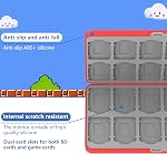 Wyngee 24-Card Game Card Case Compatible with Switch, Storage Box, Soft Case, Holds 24 Micro SD Memory Cards, Compatible with Switch Lite Models , Games Cartridges & Slot(Red