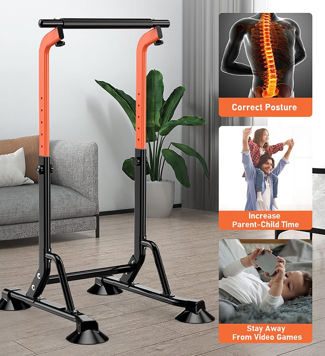 Adjustable Height Gymnastic Horizontal Bars Kids Pullup Bar Stand, Free Standing Sturdy Training Bar, Gift for Girls Boys (Color : Use Alone)