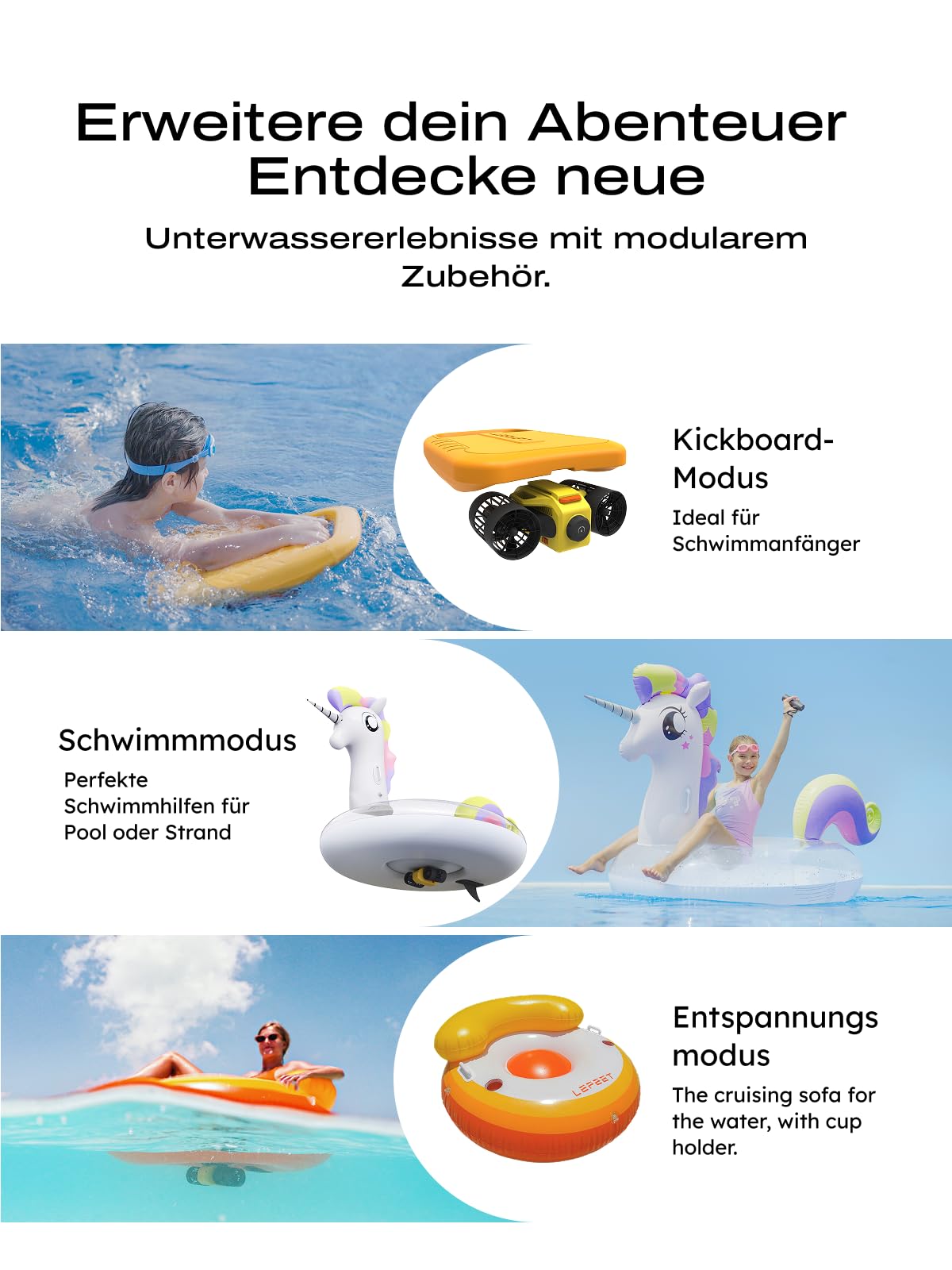 LEFEET C1 Unterwasserscooter, Dual-Motor Tauchscooter mit 8kgf Schub, 1,6m/s Geschwindigkeit, Modulares Design, 100ft IPX8 Wasserdicht, 60 Min Laufzeit für Schnorcheln, Gerätetauchen, Pool-Aktivitäten