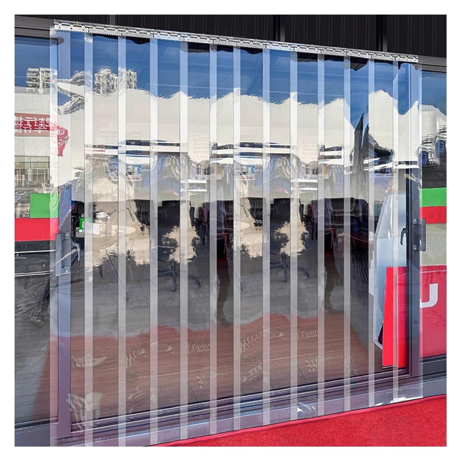 Plastikowa zasłona z taśmą winylową do komercyjnych zamrażarek i chłodziarek, izolowane rozwiązanie drzwiowe, idealna do magazynów, rozmiar 1,5 m x 3 m
