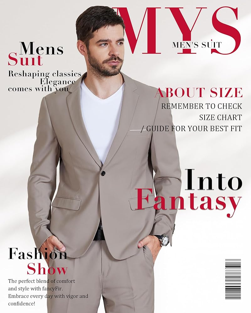 新品未使用　soyy. My Suits MY'S Men's 2 Piece Suit with Tie, One Button Slim Fit Solid