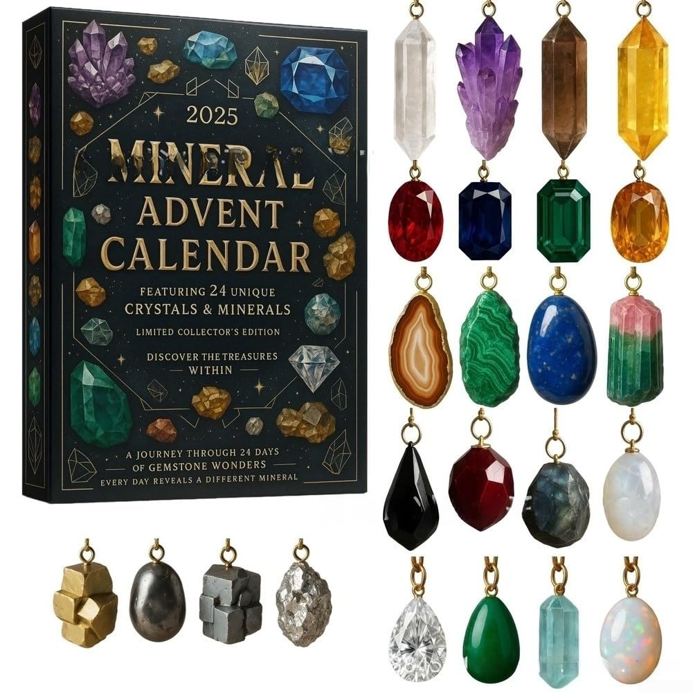 Calendario De Adviento De Piedras Preciosas - 24 Cristales Naturales Con Herramientas De Excavación